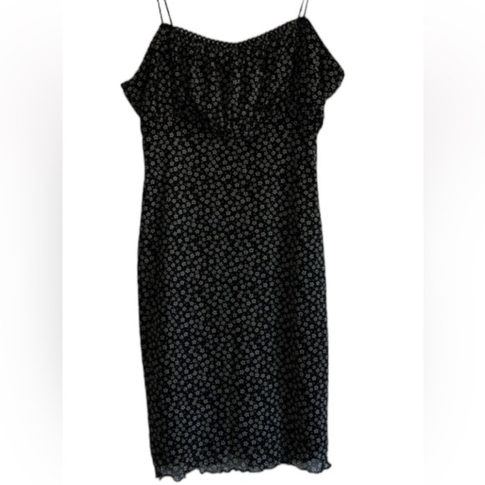 Forever 21 Women’s Y2K Spaghetti Strap Mini Black White Floral Dress Sma…